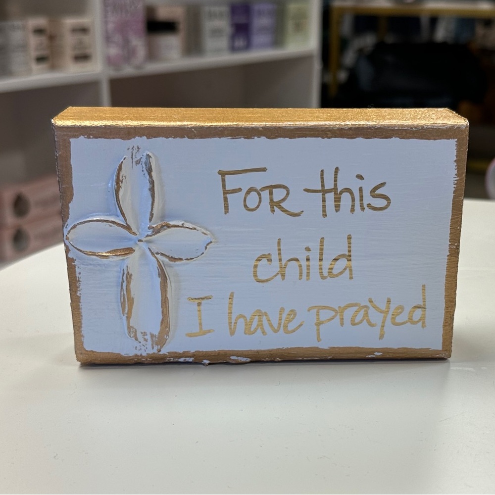 Coddiwomple White “For This Child" White Hand Painted Art Block
